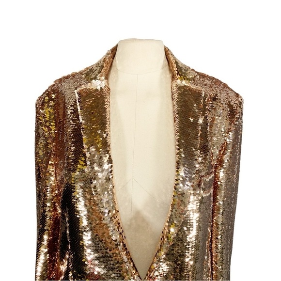 Any Old Iron Absolut Elyx Copper Sequin Blazer Jacket Size Large - Picture 5 of 13